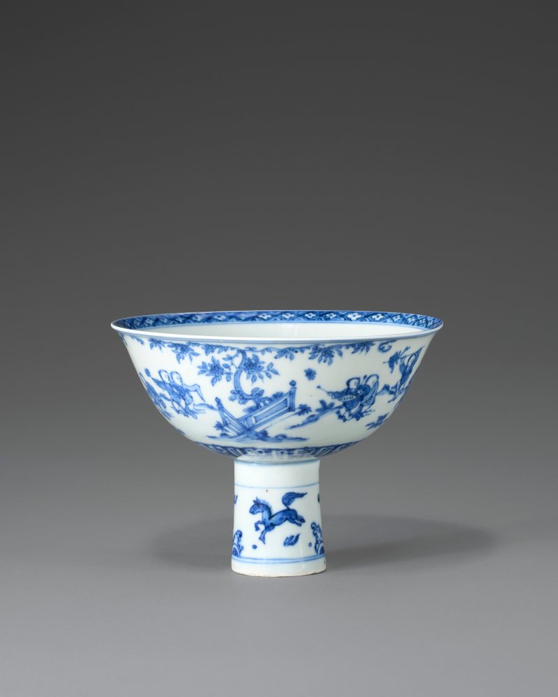 明成化 青花嬰戲圖高足盌  CHENGHUA PERIOD (1465-1487) - 图1