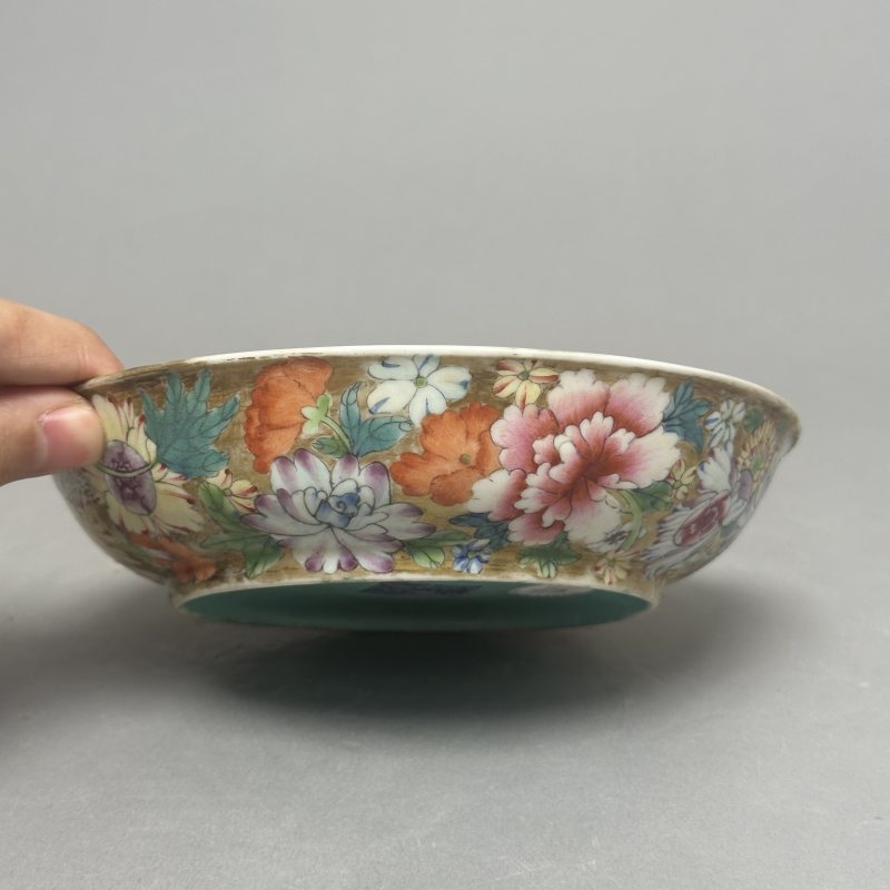 清光绪 粉彩百花不落地盘 - 图4