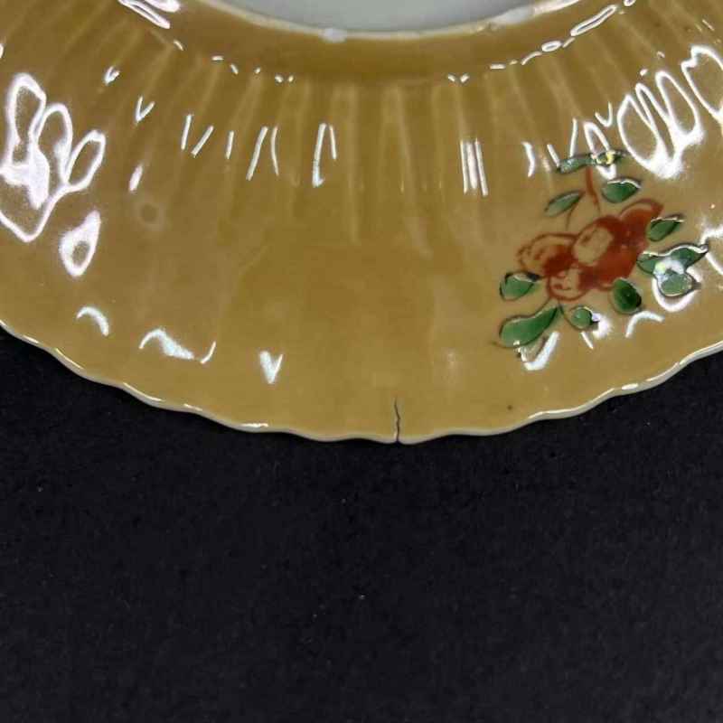 清康熙 米黄地青花五彩杯碟一组 - 图16