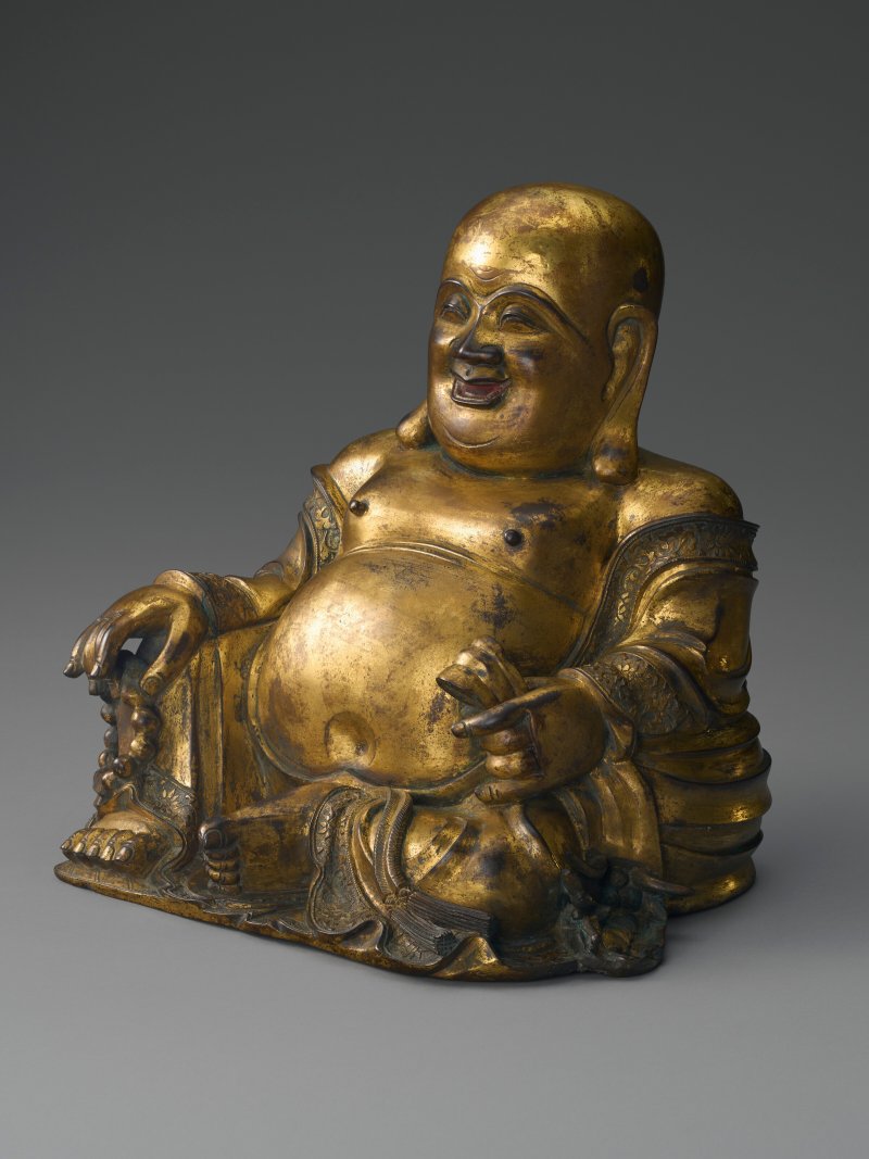 明 十六/十七世紀 鎏金銅布袋和尚坐像  MING DYNASTY, 16TH-17TH CENTURY - 图2