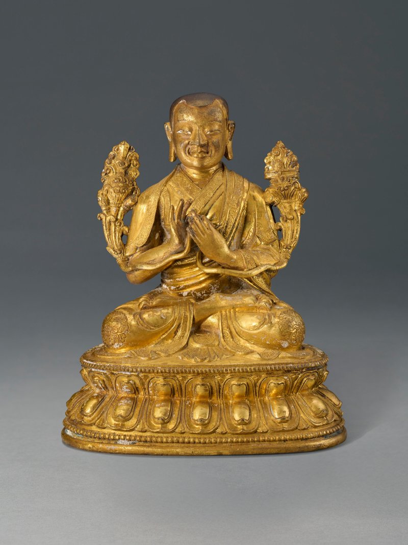 十七世紀末/十八世紀初 鎏金銅宗喀巴坐像  LATE 17TH-EARLY 18TH CENTURY - 图1