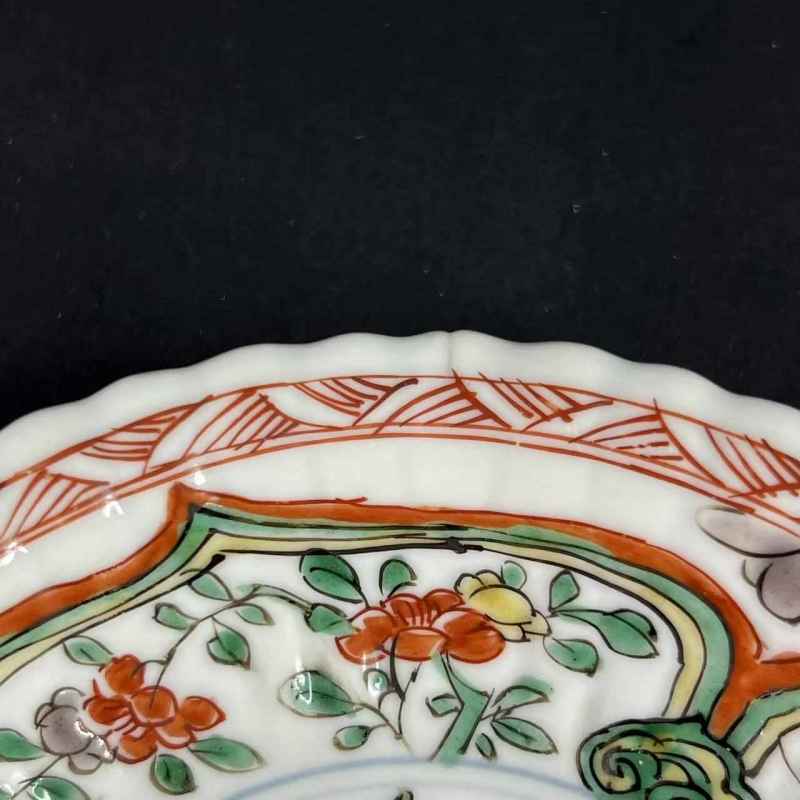 清康熙 米黄地青花五彩杯碟一组 - 图17