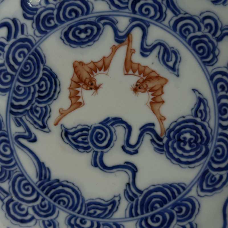 清光绪 青花矾红云福纹盘 - 图7