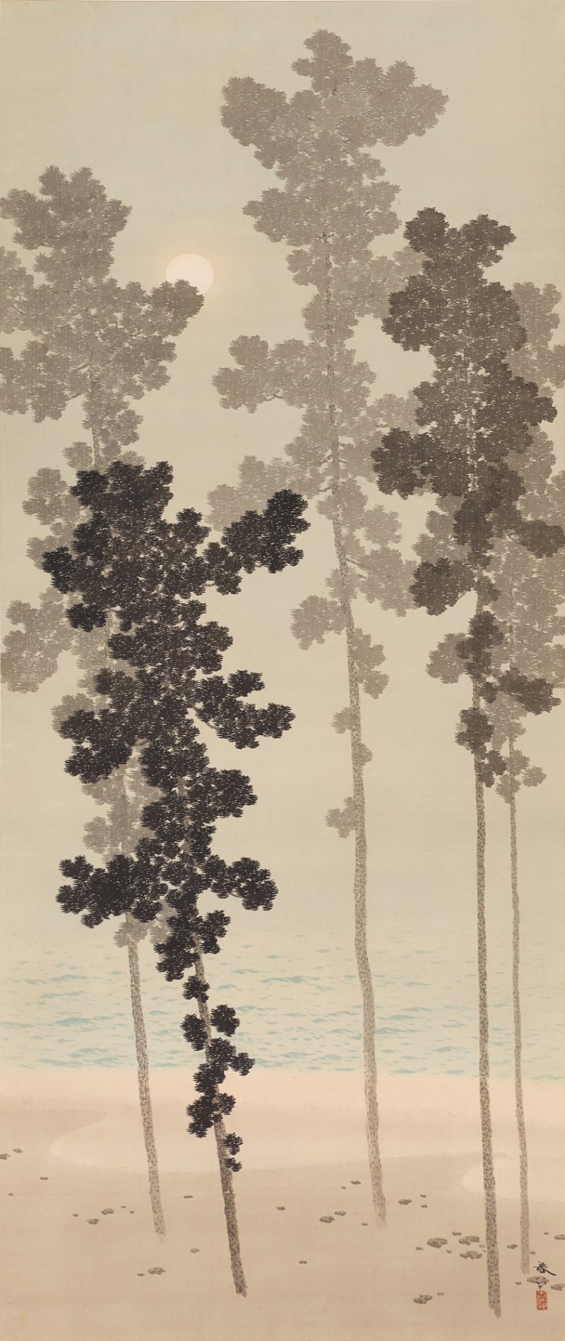 Hishida Shunso (1874-1911), Moon through the Pines (Shokan no tsuki), Meiji period, early 20th century | 菱田春草　松間の月　明治時代後期　20世紀初頭 - 图1
