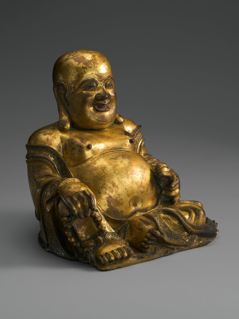 明 十六/十七世紀 鎏金銅布袋和尚坐像  MING DYNASTY, 16TH-17TH CENTURY - 图3