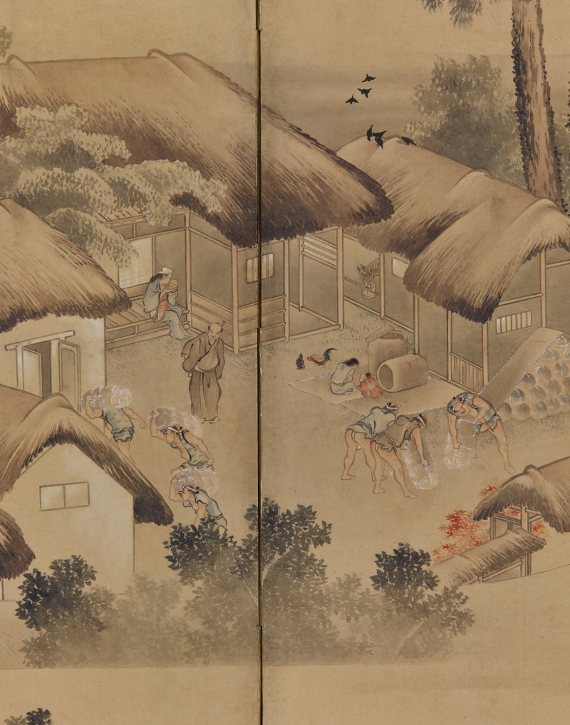 Katsushika Hokusai (1760–1849), Rice Cultivation in the Four Seasons (Shiki kosaku zu), Edo period, early 19th century | 葛飾北斎　「四季耕作図屏風」　江戸時代後期　19世紀初頭 - 图3