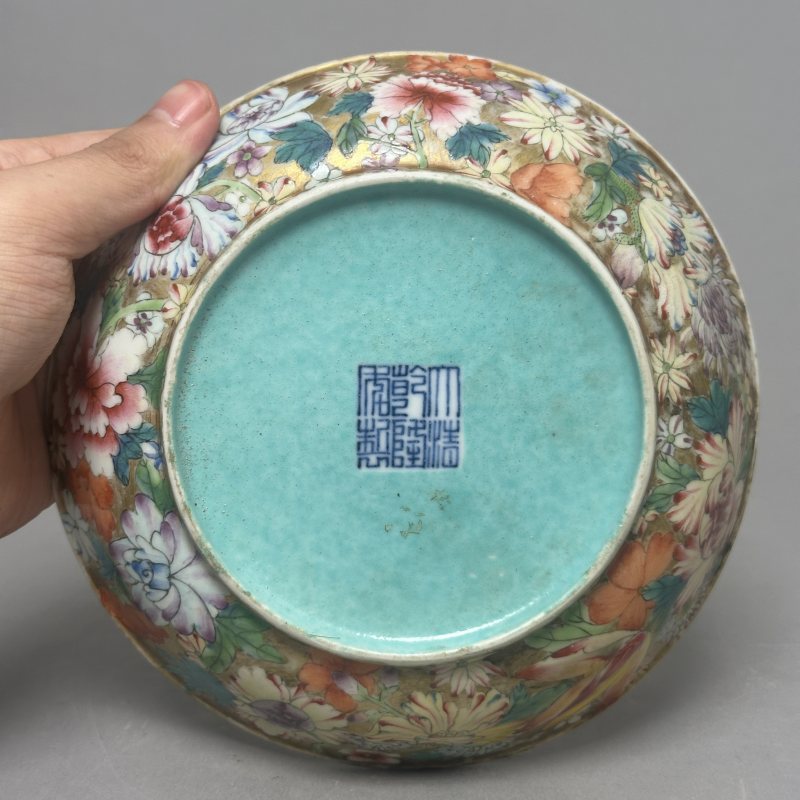 清光绪 粉彩百花不落地盘 - 图6