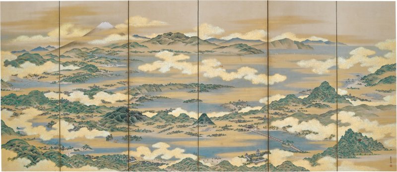 Sakuma Soen (d. 1828), Bird’s-Eye View of Famous Places (Meisho chokan-zu), Edo period, 18th century | 佐久間草偃　名所鳥瞰図屏風　江戸時代中期　18世紀末期 - 图2