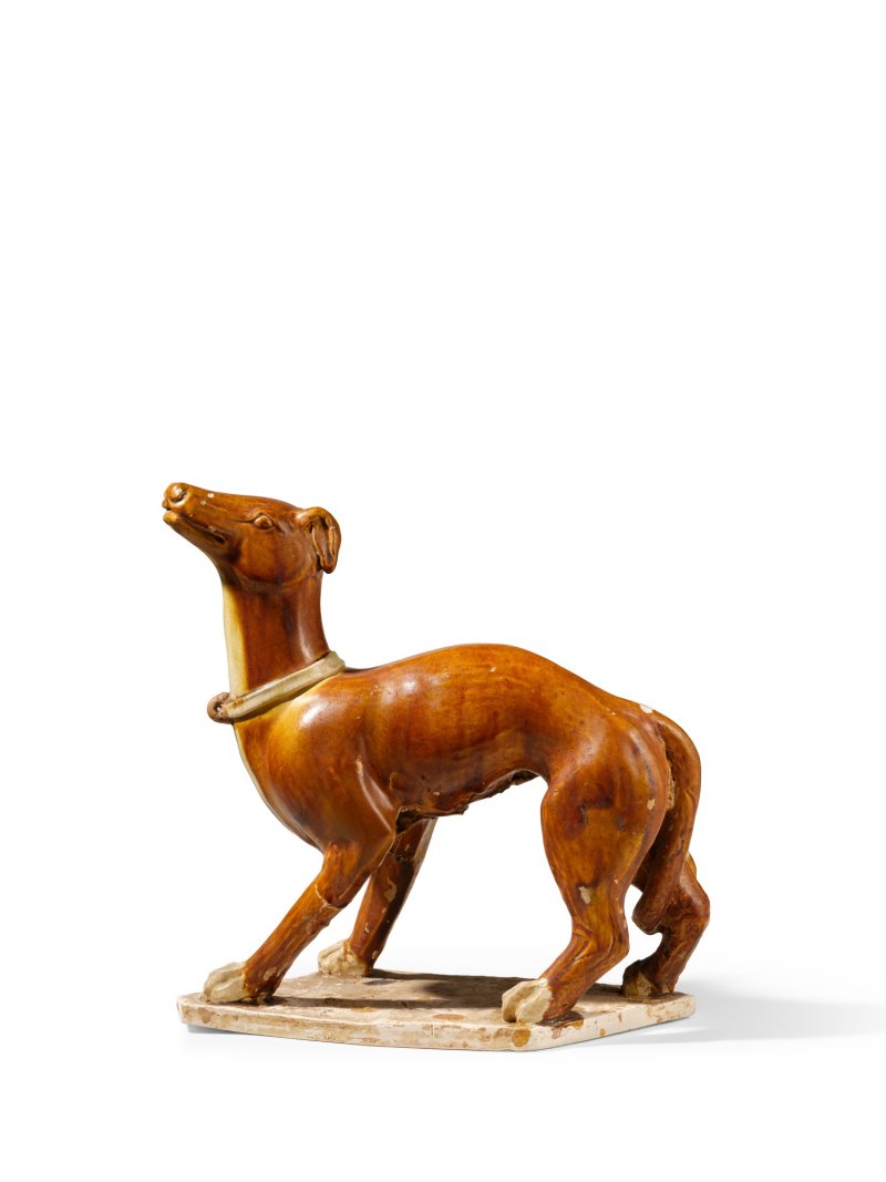 A rare amber-glazed figure of a dog, Tang dynasty | 唐　褐釉犬 - 图3