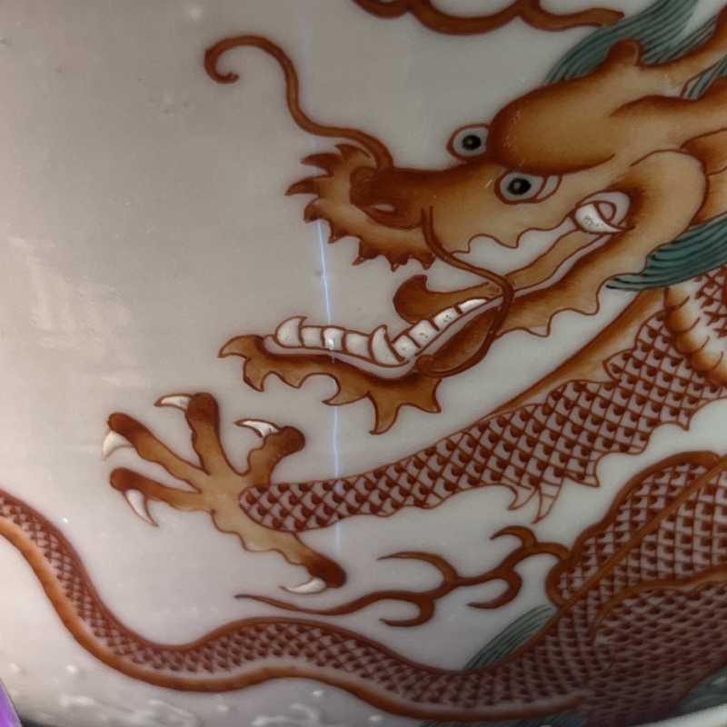 清光绪 粉彩鱼龙变化纹大碗 - 图8