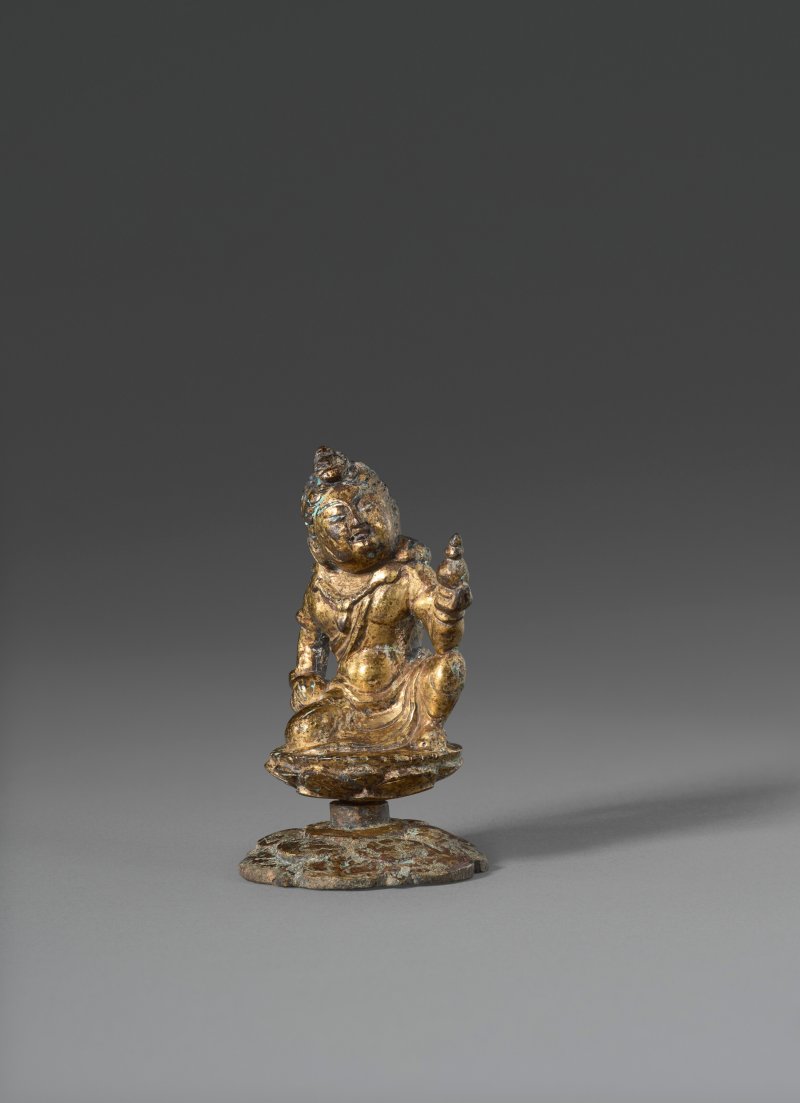 唐 鎏金銅護法菩薩坐像一對  TANG DYNASTY (AD 618-907) - 图3