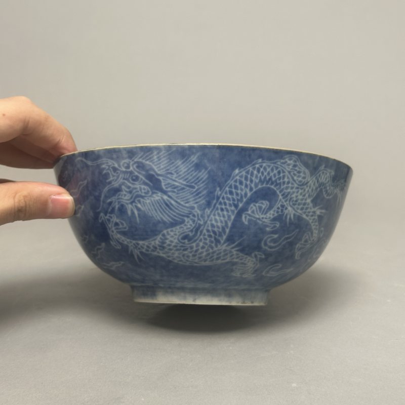 清中期 青花留白龙纹碗 - 图7