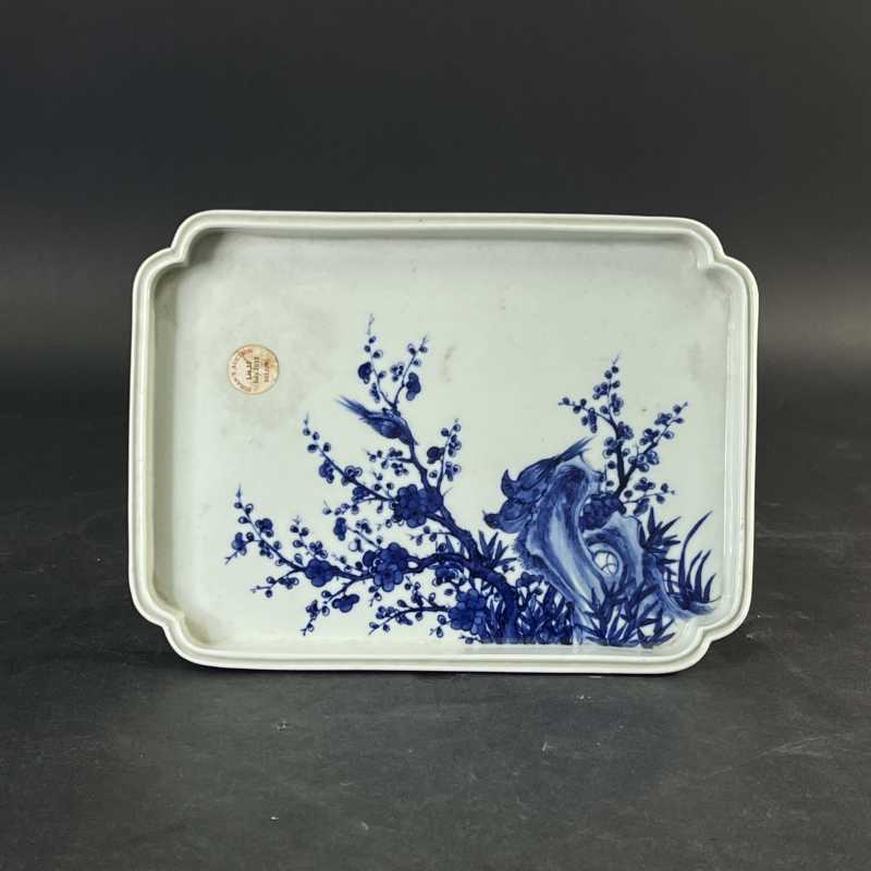 清 青花喜上梅梢纹茶盘