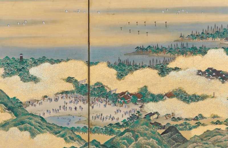 Sakuma Soen (d. 1828), Bird’s-Eye View of Famous Places (Meisho chokan-zu), Edo period, 18th century | 佐久間草偃　名所鳥瞰図屏風　江戸時代中期　18世紀末期 - 图10