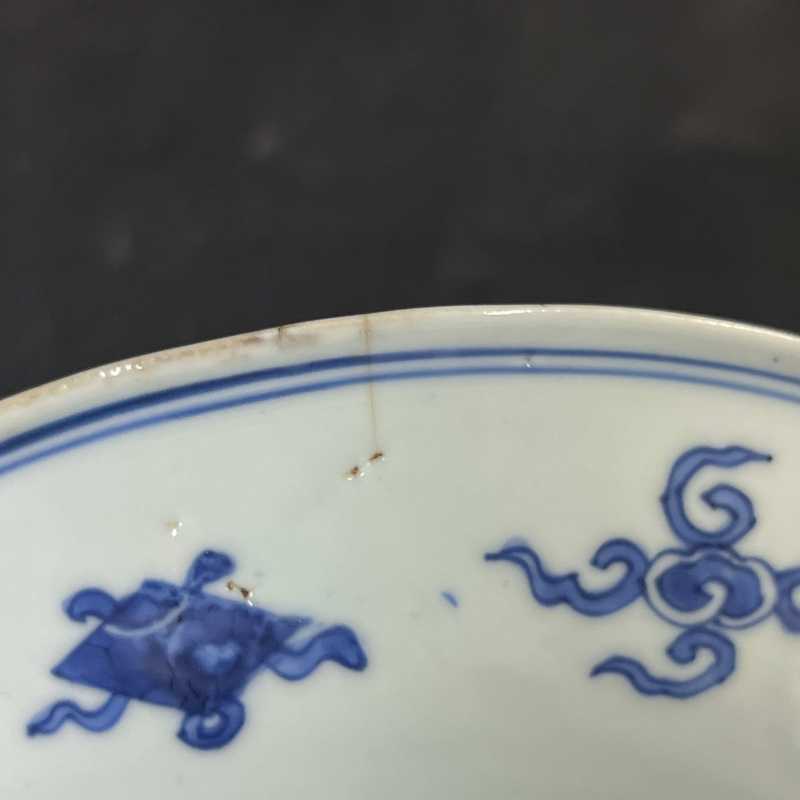 清康熙 青花云鹤杂宝纹盘 - 图7