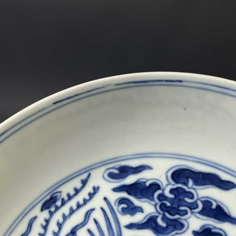 清同治 青花云凤纹盘 - 图3