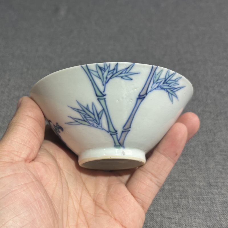 清光绪斗彩过枝凤纹盏 - 图4