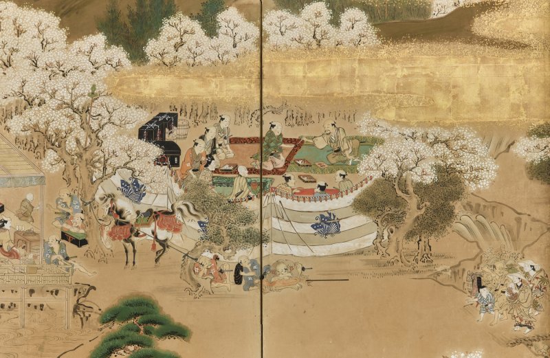 Anonymous, Scenes of Pleasure and Merriment at Mount Yoshino (Yoshinoyama yuraku zu), Sealed Morifuji, Edo period, late 17th – early 18th century |  吉野花見図屏風　守藤印　江戸時代前～中期　17世紀後半～18世紀初頭 - 图4