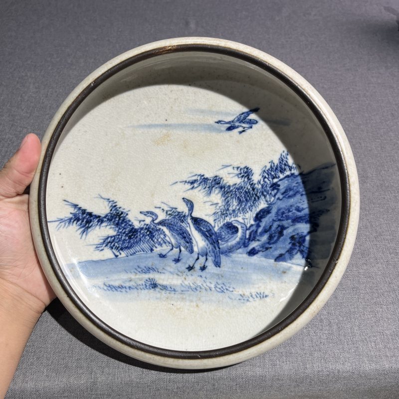 清中期青花飞鸣食宿镗锣洗 - 图4