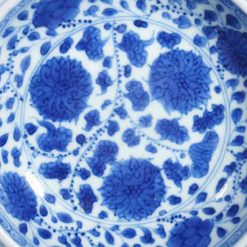 清雍正青花花卉纹盘 - 图2