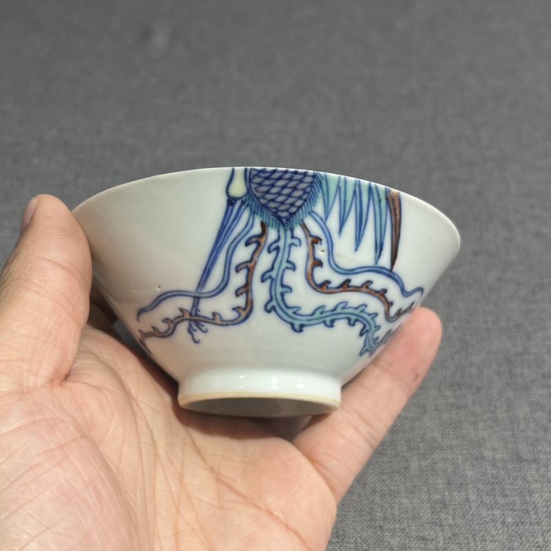 清光绪斗彩过枝凤纹盏 - 图5