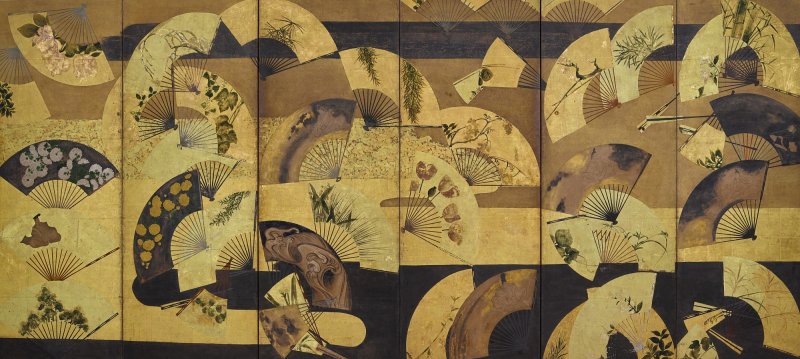 Anonymous, Scattered fans, Sealed I’nen, Edo period, 17th century | 扇面散図屏風　伊年印　江戸時代前期　17世紀 - 图1