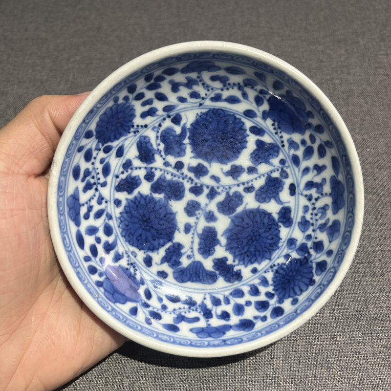 清雍正青花花卉纹盘 - 图4
