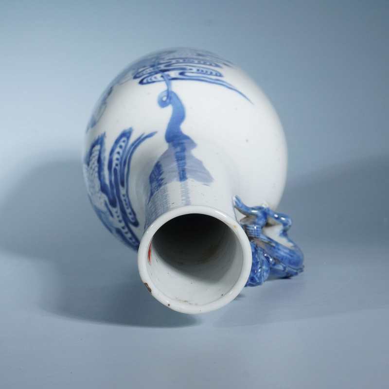 清晚期青花和合二仙摇铃尊 - 图2