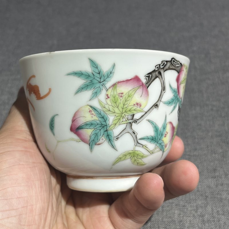 清光绪粉彩福寿纹压手杯 - 图7