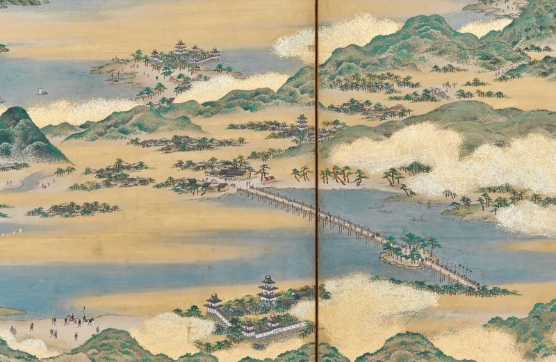 Sakuma Soen (d. 1828), Bird’s-Eye View of Famous Places (Meisho chokan-zu), Edo period, 18th century | 佐久間草偃　名所鳥瞰図屏風　江戸時代中期　18世紀末期 - 图7