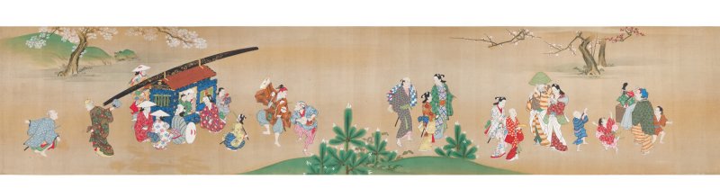 Miyagawa Choshun (1683-1753), Street performers in spring, Edo period, early 18th century |  宮川長春　遊楽図巻　江戸時代中期　18世紀前半 - 图4