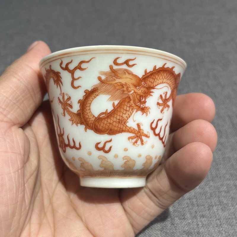 清光绪矾红龙纹铃铛杯 - 图6