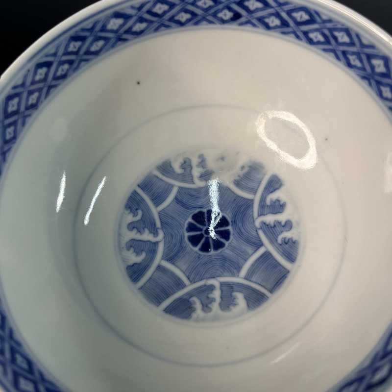 清光绪 青花云鹤八卦纹碗一对 - 图9