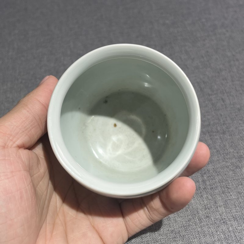 清康熙青花花卉鸡心缸 - 图7