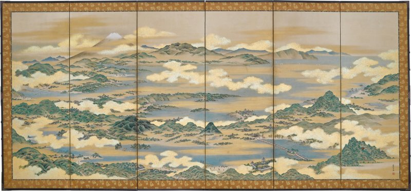 Sakuma Soen (d. 1828), Bird’s-Eye View of Famous Places (Meisho chokan-zu), Edo period, 18th century | 佐久間草偃　名所鳥瞰図屏風　江戸時代中期　18世紀末期 - 图3