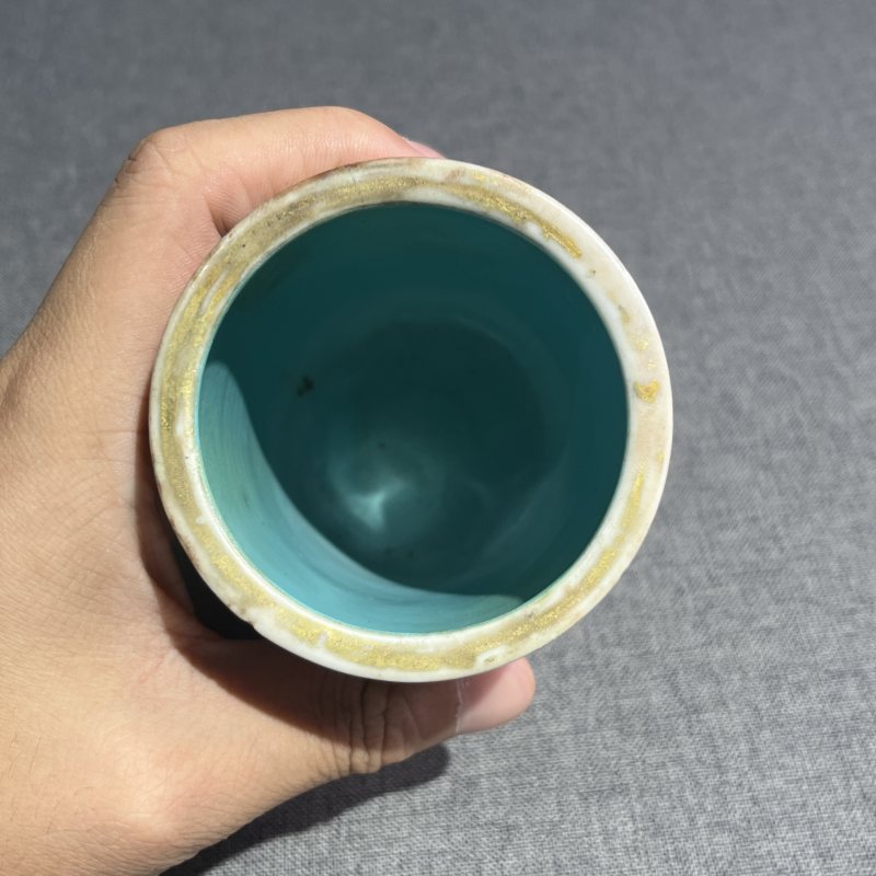 清乾隆粉彩仿木纹釉笔筒 - 图7