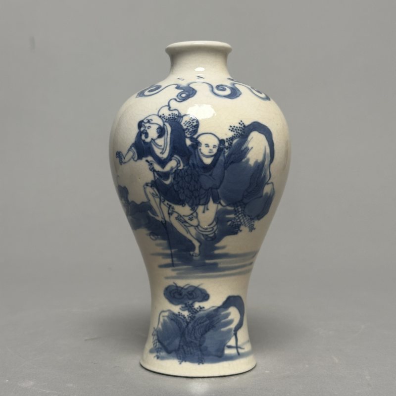 清晚期 浆胎青花八仙人物图梅瓶 - 图2