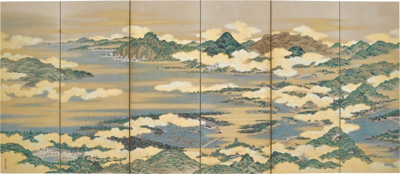 Sakuma Soen (d. 1828), Bird’s-Eye View of Famous Places (Meisho chokan-zu), Edo period, 18th century | 佐久間草偃　名所鳥瞰図屏風　江戸時代中期　18世紀末期 - 图8
