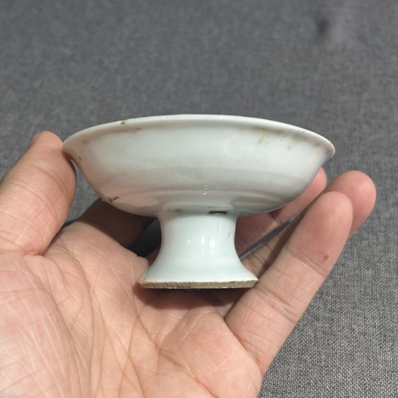明崇祯青花花卉高足盘 - 图4