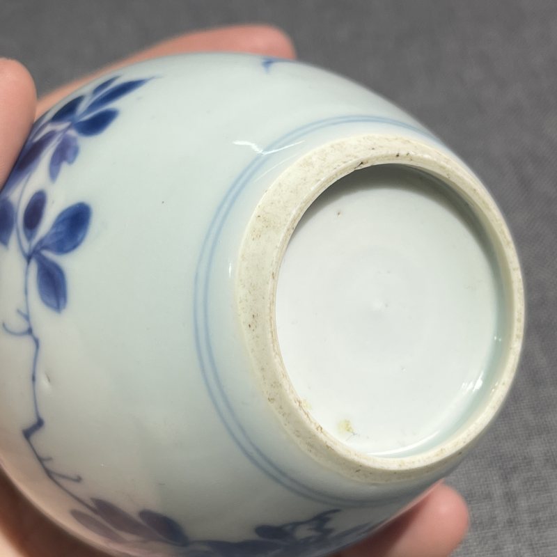 清康熙青花花卉鸡心缸 - 图9