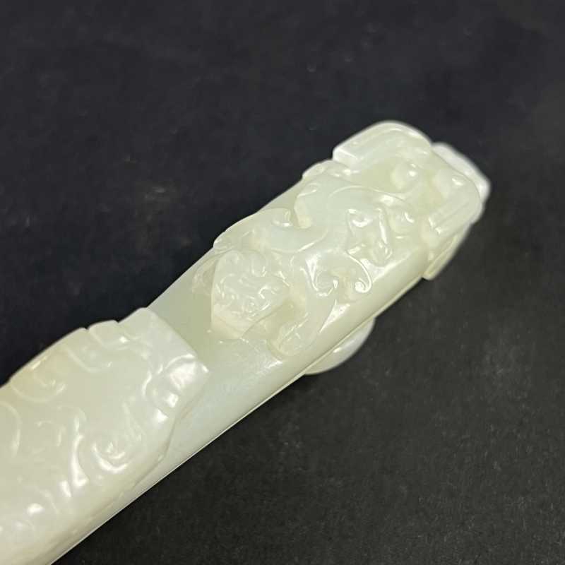 明早期 白玉苍龙教子带勾 - 图4