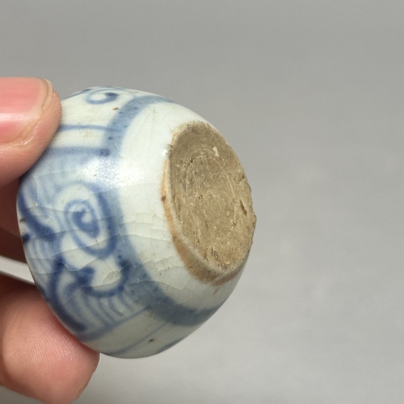 明中期 青花卷草纹印泥盒 - 图10