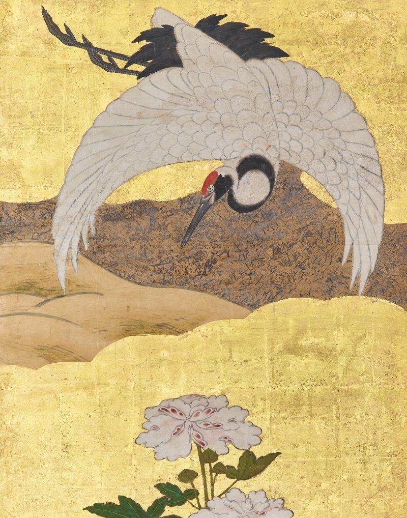 Attributed to the Kano school, Cranes among pine, Edo period, 17th century | 狩野派　松に鶴図屏風　江戸時代初期　17世紀 - 图10