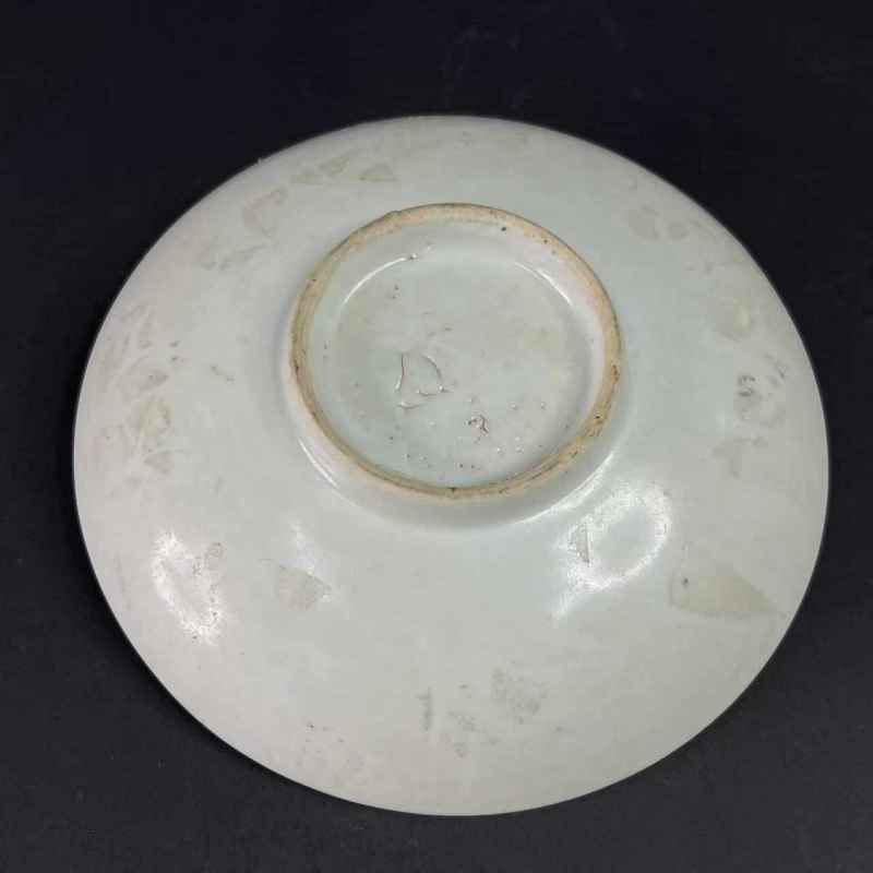 清顺治 青花树叶诗文赏盘  - 图3