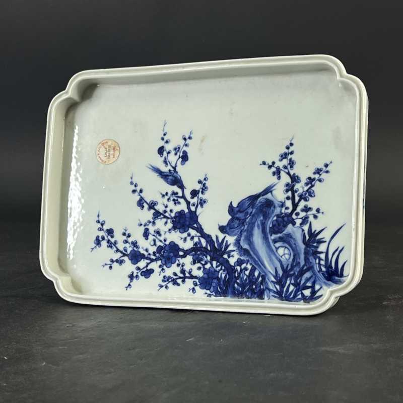 清 青花喜上梅梢纹茶盘 - 图2