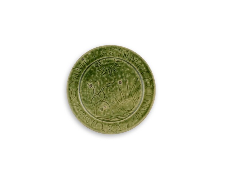 A set of five stoneware mukozuke [side dishes], Mino ware, Oribe type, Edo period, early 17th century | 織部鶴文向付　5客　桃山時代　17世紀初頭 - 图6
