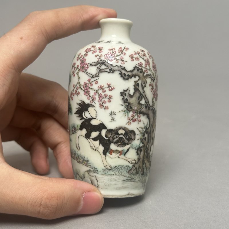 清光绪 粉彩岁寒三友图瓶 - 图2