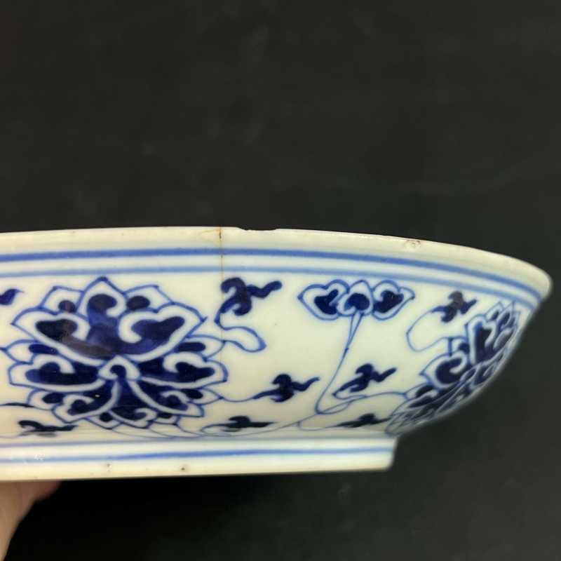 清光绪 青花缠枝莲纹盘 - 图2