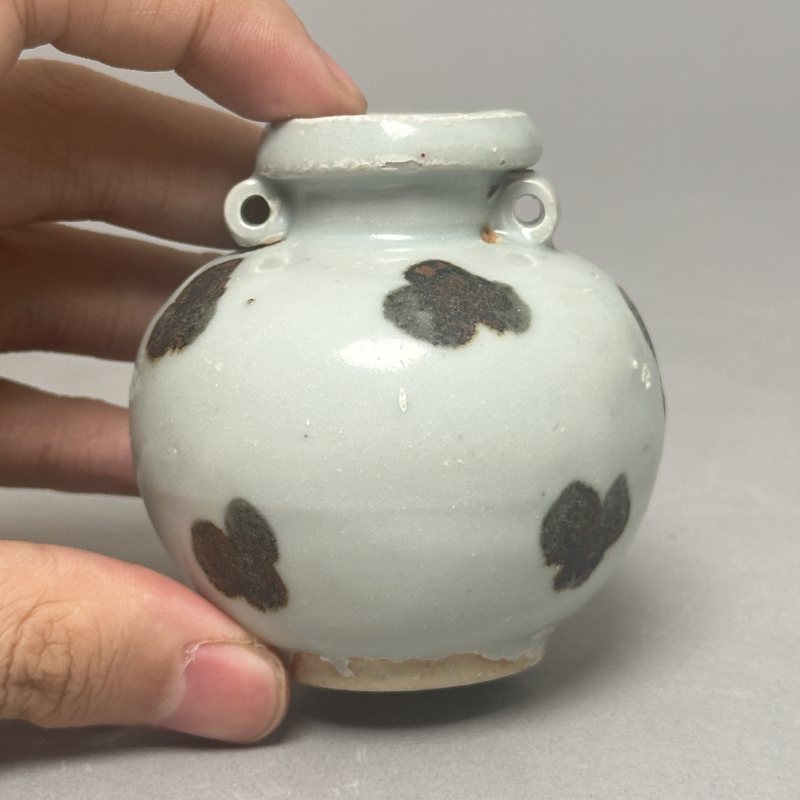 明早期 点褐彩双系罐 - 图2