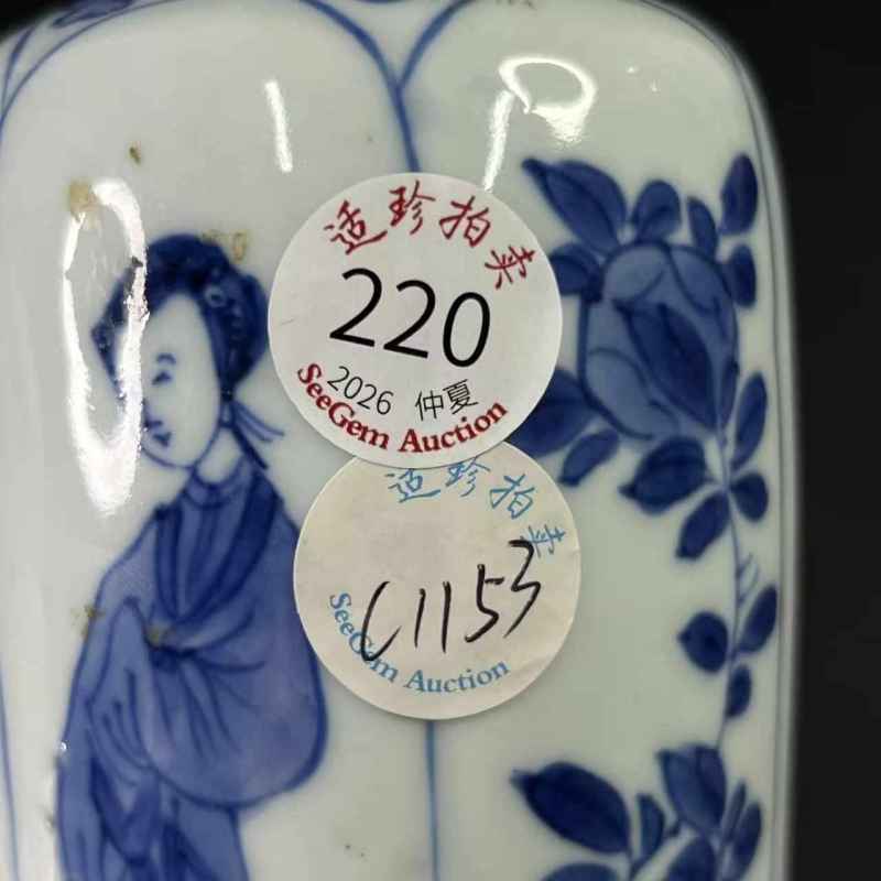 清康熙 青花开窗花神图瓶 - 图14